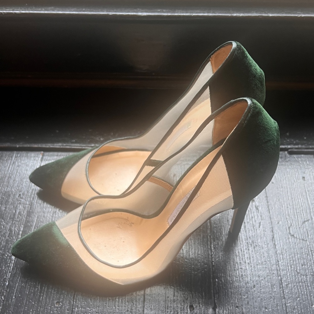 Bionda Castana GORGEOUS dark green velvet heels